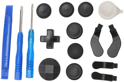 Knoppenset Vervangend Accessoire - Roestvrij Staal - Getextureerd Gripontwerp - 6x Duimstangafdekking - Inclusief T8/T6 Schroevendraaier - Opbergtas - Controlleraccessoires