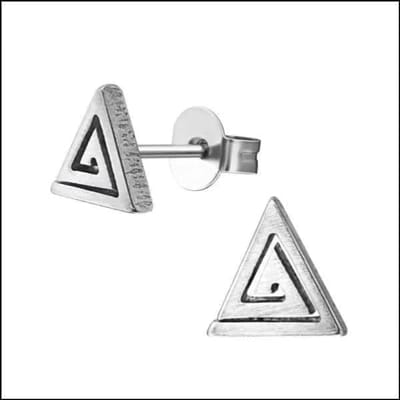 Aramat Jewels | Oorbellen | RVS Open Driehoek Oorbellen Diverse Kleuren 10mm - Geometrische Oorstekers | spiraal-Zilverkleurig-7mm | |9mm | Staal | Kinderen, Volwassenen | Verkleurd niet