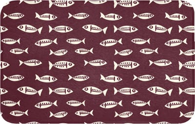 WC mat 80x50 cm - Antislip - Vissen - Grafisch - Patroon - Donker - Toiletmat - Vloermat - Douchemat - Toilet tapijt - Toiletmatten