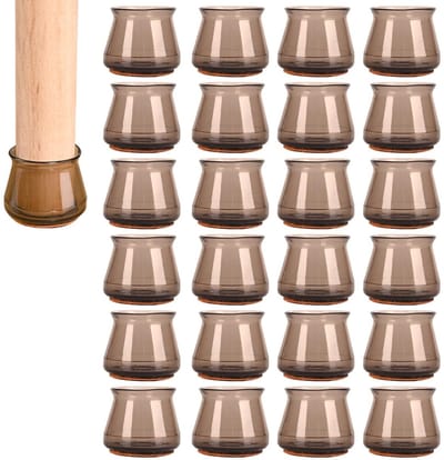 Cosensi- Stoelpootbeschermers 24 Stuks - Transparante Siliconen - Antislip - Stille Bescherming - Viltkussen - Schokabsorberend - Stoelpootdoppen