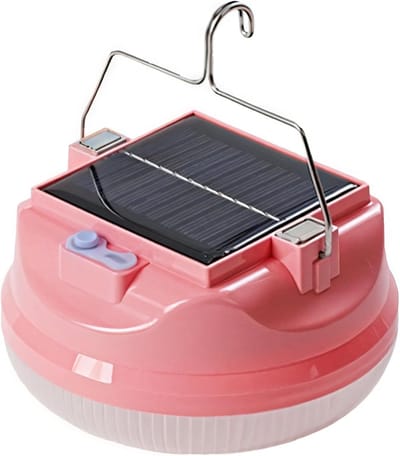 ZVD Solar Campinglamp Tentlamp, Oplaadbare LED Campinglantaarn voor Stroomuitval met 4000mAh IPX4 Waterdicht, Type-C Opladen, 3 Dimstanden, Draagbare Magneethaak, Powerbank, 200W, ROZE