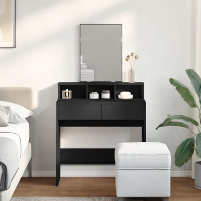 vidaXL - Kaptafel - met - spiegel - 80x41x144,5 - cm - zwart