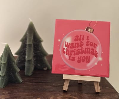 Tegeltje All i want for Christmas is You - Hippe Spreuktegel - Keramisch - Tekst Tegel - Quote - Tegeltje met Print - Kerst - Humor - Fun - Cadeau - Kado