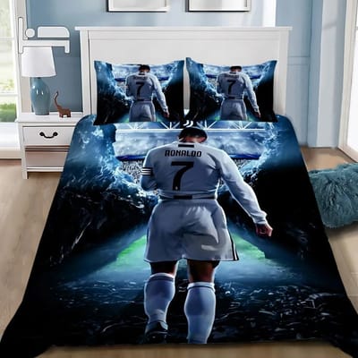 3D NIEUW Dekbedovertrek Kussensloop Beddengoedset Voetbal CR7 R-Ronaldos Volwassen Jongen Meisje Slaapkamerdecoratie Kinderen Enkel Dubbel Groot 70x133cm 2pcs