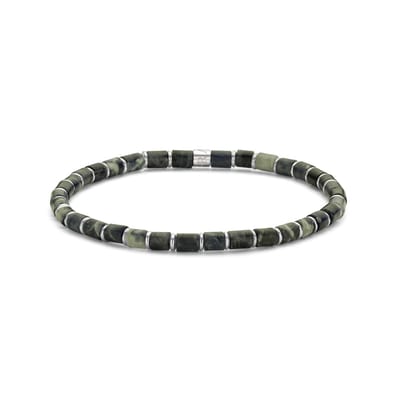 Frank 1967 7FB-0697 Kralen Armband 4mm - Africaans Turkoois - Staal - Rekbaar - 19cm - Groen