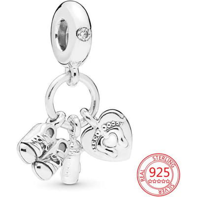 Echt 925 Sterling Zilver Babyfles en Schoen Bedels Passen op Originele Mode Armbanden Exquise Cadeaus zilver