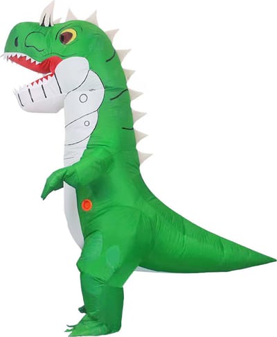 KIMU® Opblaas Kostuum Groen Draakje - Opblaasbaar Pak - Drakenpak Mascotte Opblaaspak - Opblaasbare Draak Yoshi Volwassenen Dames Heren Mario Super Festival