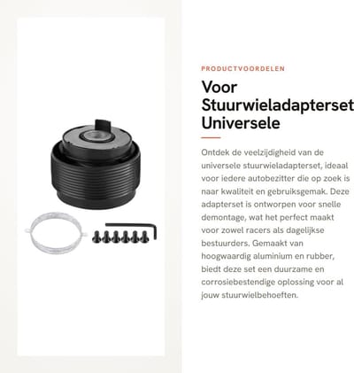 Dailygoods - Voor Stuurwieladapterset - Universele Adapterset - Snelle Ontgrendeling - Aluminium - Corrosiebestendig - Duurzaam - Geschikt voor Auto