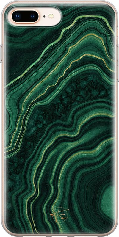 Hoesje geschikt voor iPhone 8 Plus - Agate groen - Soft Case - TPU - Print - Groen - Mooie Telefoonhoesjes