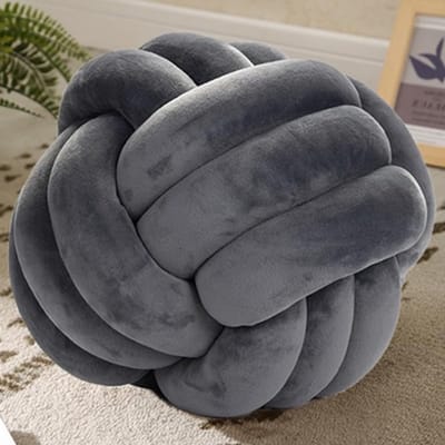 Zachte 25 cm ronde kussens met knopen, decoratieve pluche kussens voor kinderkamer, woonkamer en slaapkamer, ideaal voor op de bank of vloer (Donkergrijs)