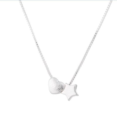 24/7 Jewelry Collection Hart Ster Ketting - Geborsteld - Zilverkleurig