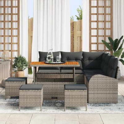 vidaXL - Tuinbank - Set - 9 - st - 8-Aantal - zitplaatsen - Grijs