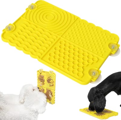 Famanu – Likmat voor honden en puppy’s - stevige kunststof lik- en snuifmat met zuignappen - bevordert langzaam eten - eenvoudig schoon te maken