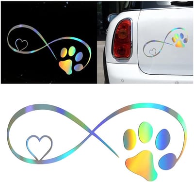 Dailygoods- Hondenpootafdruk Sticker - Waterdichte Auto Sticker - Meerkleurige Autosticker - Zelfklevend - Duurzaam - 17,8 x 7,7 cm