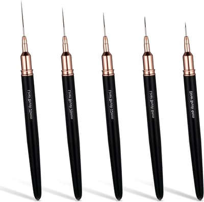 Set van 5 Nail Art Liner Penselen voor Gel Nagels, Perfect voor Fijne Lijnen en Details, Ideaal voor Nail Art en Striping, Maten 4/8/12/20/25mm