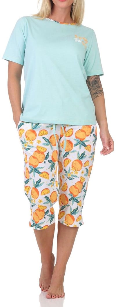 Normann dames capri pyjama met korte mouwen in een frisse look