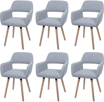 Set van 6 eetkamerstoelen MCW-A50 II, stoel keukenstoel gestoffeerde stoel, hout stof/textiel corduroy (400 g/m²) MVG ~ lichtgrijs