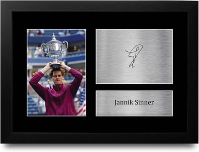 Ingelijste Gesigneerde Foto van Jannik Sinner - Tennis Memorabilia Cadeau A4