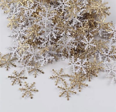 Akyol - kerstversiering - sneeuwvlok - goudkleur - versiering - sneeuwvlokjes - 50 stuks - feestdagen - decoratie - kerstversiering - kerst decoratie - tafel decoratie kerst - kerst