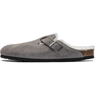 Birkenstock Boston Daim Mouton Pierre Monnaie Baskets Unisexes Gris 1017650 39 gray