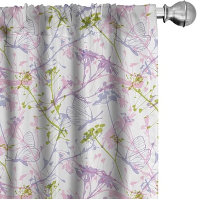 ABAKUHAUS Voorhangen – Botanische Weide – 2x75x175 cm – Limoengroen/Babyroze