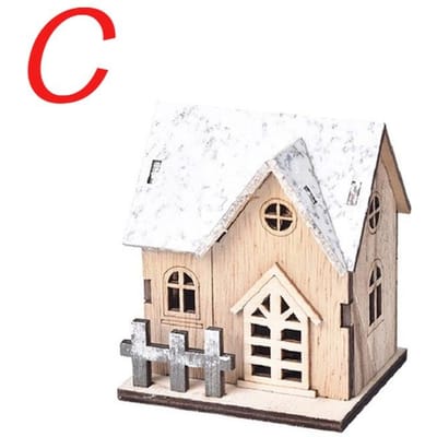 Maison lumineuse en bois à LED pour Noël, décorations de Noël pour la maison, ornements d'arbre de Noël à faire soi-même, cadeaux pour enfants, nouvel an