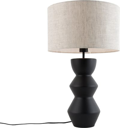 QAZQA alisia - Design Tafellamp met kap - 1 lichts - H 60 cm - Grijs - Woonkamer | Slaapkamer | Keuken