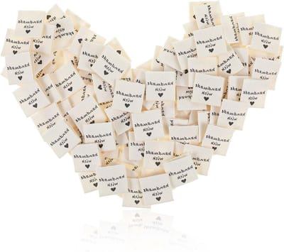 Set van 120 maatlabels voor naaien, handgemaakte labels voor kleding, textiellabels en accessoires