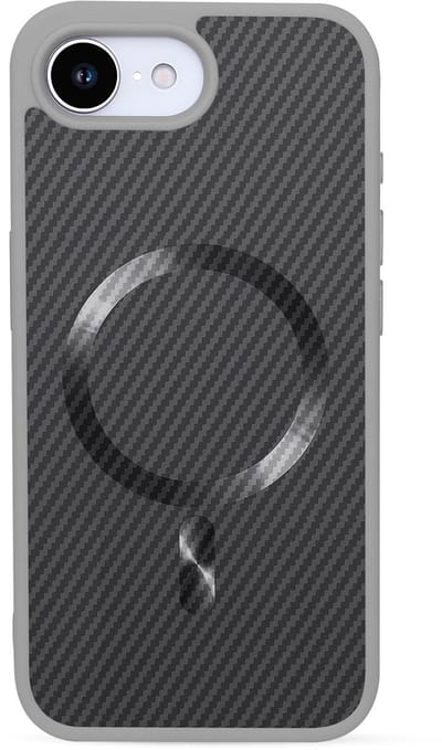 Hoesje Geschikt voor iPhone 16e - Grijs - Casemania Carbon Back Cover - Geschikt voor MagSafe