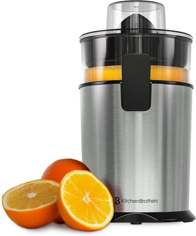 KitchenBrothers Citruspers - 0.5L - Handmatig - Sinaasappelpers en Citroenpers - Met Uitloop - RVS