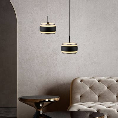 LED hanglamp PURE Falling Rings, zwart, Ø 13 cm, CCT