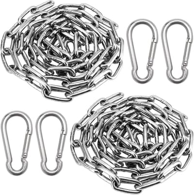 Verstelbare RVS ketting 2 x 2 m met 4 karabiners - bevestigingsketting, hangketting, tuinaccessoire (2 mm, draagvermogen 40 kg)