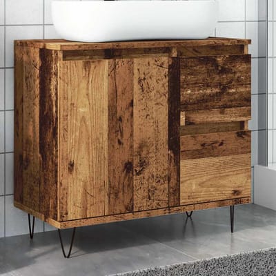 vidaXL - Badkamerkast - 65x33x60 - cm - bewerkt - hout - oud - houtkleurig