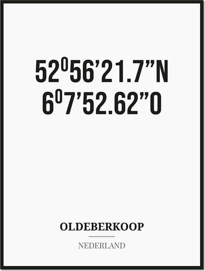 Poster/kaart OLDEBERKOOP met coördinaten