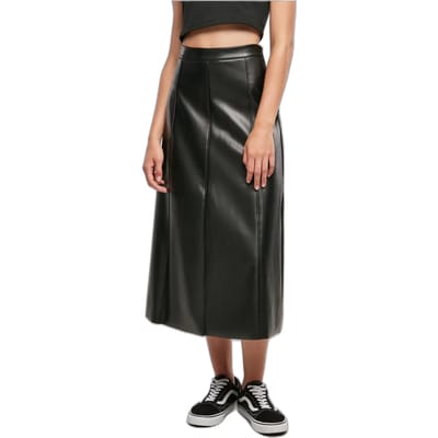Urban Classics - Synthetic Leather Midi Lange rok - XS - Zwart