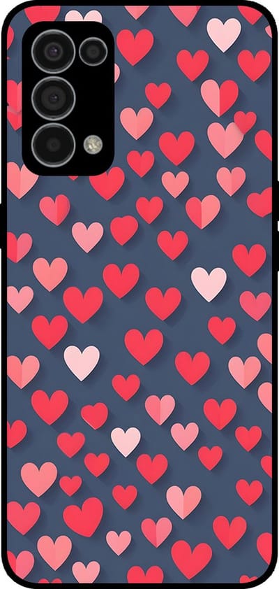 Smartphonica Telefoonhoesje Geschikt voor Oppo Find X3 Lite met Roze en Rode Hartjes Opdruk - TPU Backcover Case With Rosé and Red Heart Design geschikt voor Oppo Find X3 Lite