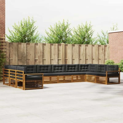 vidaXL - Sofa-Sets - 11 - st - Natuurlijk - en - Antraciet - Massief - Acacia - Hout