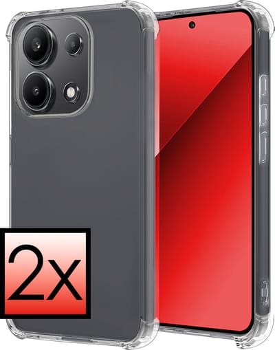 Hoesje - 2 Stuks - Geschikt voor Xiaomi Redmi Note 13 4G - Sterk & Shockproof - Siliconen Case - Back Cover - Telefoon Hoes Shock Proof - Transparant