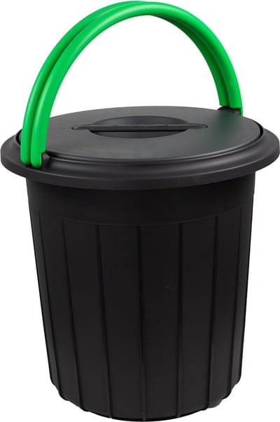Eco Solution, Afvalemmer met Handvat 25L - Prullenbak met Deksel voor Afvalscheiding - Groen/Zwart- Afvalscheidingprullenbakken - Recycle – Afvalbak - Vuilnisbak – Vuilnisemmer – Sorteerafvalemmer - Kantoor – Keuken