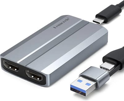 Lemorele AC06 Video Capture Card - 4K 30Hz Loop-out - Dual HDMI Ingangen & USB-C - Voor Gaming en Streaming