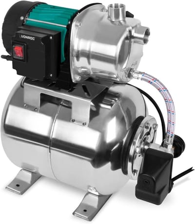 Waterdrukpomp met schakelaar - Hydrofoorpomp - Automatische watervoorziening - Geïntegreerde droogloopbeveiliging - 19L tank - Roestvrij Staal