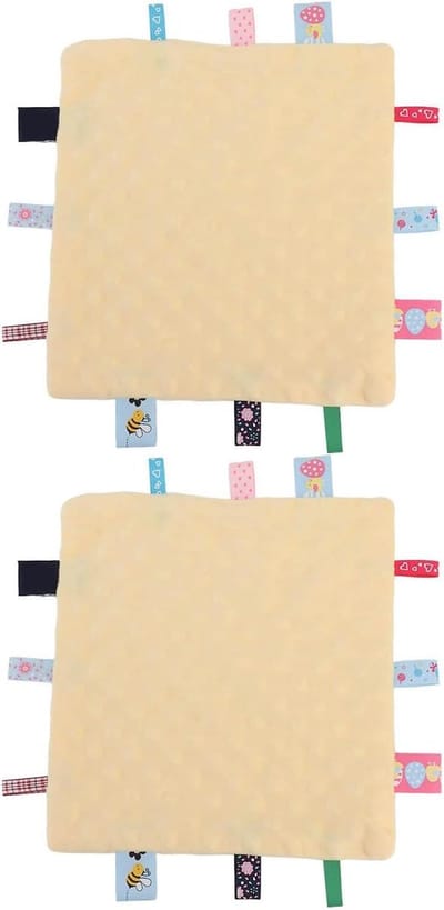 Babytags Veiligheidsdeken - Sensorische deken - Babyontwikkeling stimuleren - Zachte 3D-deeltjes - 24 x 24 cm - Geel