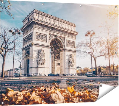 Gards Tuinposter Arc de Triomphe in Parijs tijdens de Herfst - 120x90 cm - Tuindoek - Tuindecoratie - Wanddecoratie buiten - Tuinschilderij