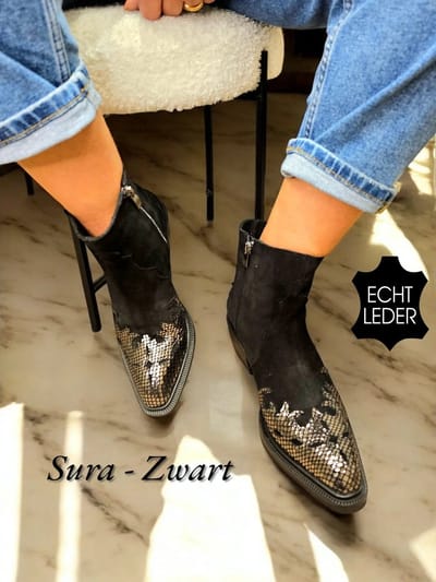 Barla Shoes - Sura - Zwart - Western - Enkellaars