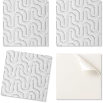 Set PVC-tegels met decoratie voor de keuken of badkamer, golven in 3D-lagen, 20x20x20 cm