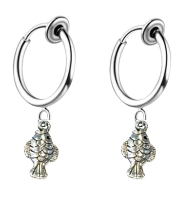 Klem oorbellen- zilverkleur- vis-geen gaatje-Charme Bijoux