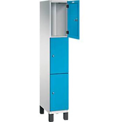 C+P Cambio lockerkast, 1 vak, 3 vakken, op poten, B 300 x D 525 x H 1980 mm, lichtgrijs/lichtblauw
