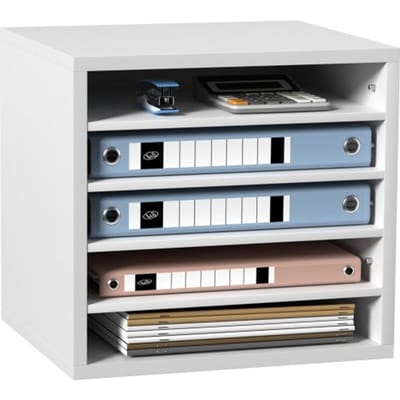 VEVOR 355 x 305 x 330 mm brievenbak bureau-organizer, verstelbaar 2,3–5,6 cm A4 stapelbaar liggend formaat, papierbak, opbergsysteem voor bureauarchivering, lade (wit, 5 vakken)