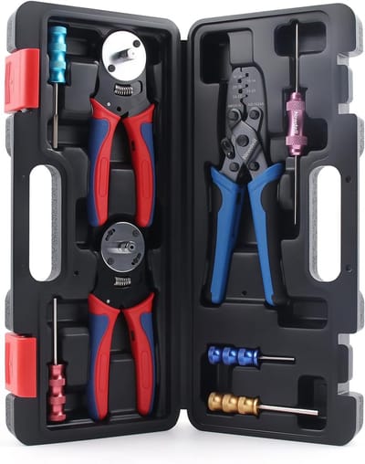 Krimptang Set - Connector Gereedschap - Elektrisch Repareren - 8 Delige Set - Standaard - Zwart