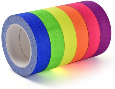 Neon Zelfklevende Tape Set van 6 Rollen, 15 mm x 5 m, Fluorescerend voor Feesten, Knutselen en Decoraties in 6 Kleuren